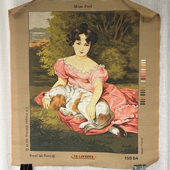 Needlepoint Canvas TH. Laurence Miss Peel France Cotton 18 1/2" x 24" Vintage - Picture 1 of 3